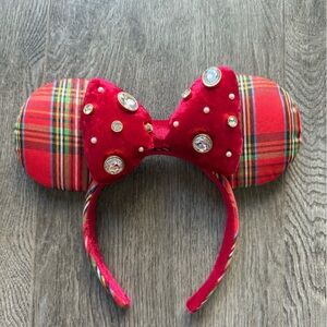Disney Red Plaid Minnie Mouse Ears Headband